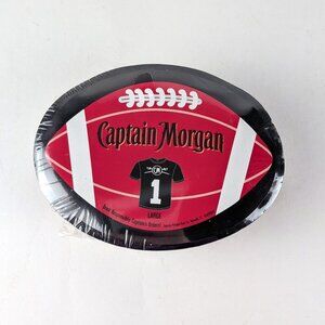 NEW Captain Morgan Shrink-Wrapped Black Football Tshirt L